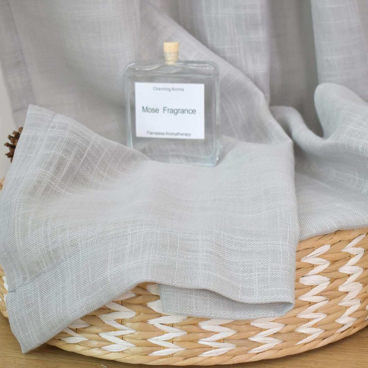 UPOPO Grey Sheer Curtains 52x92 2 Panels Rod Pocket