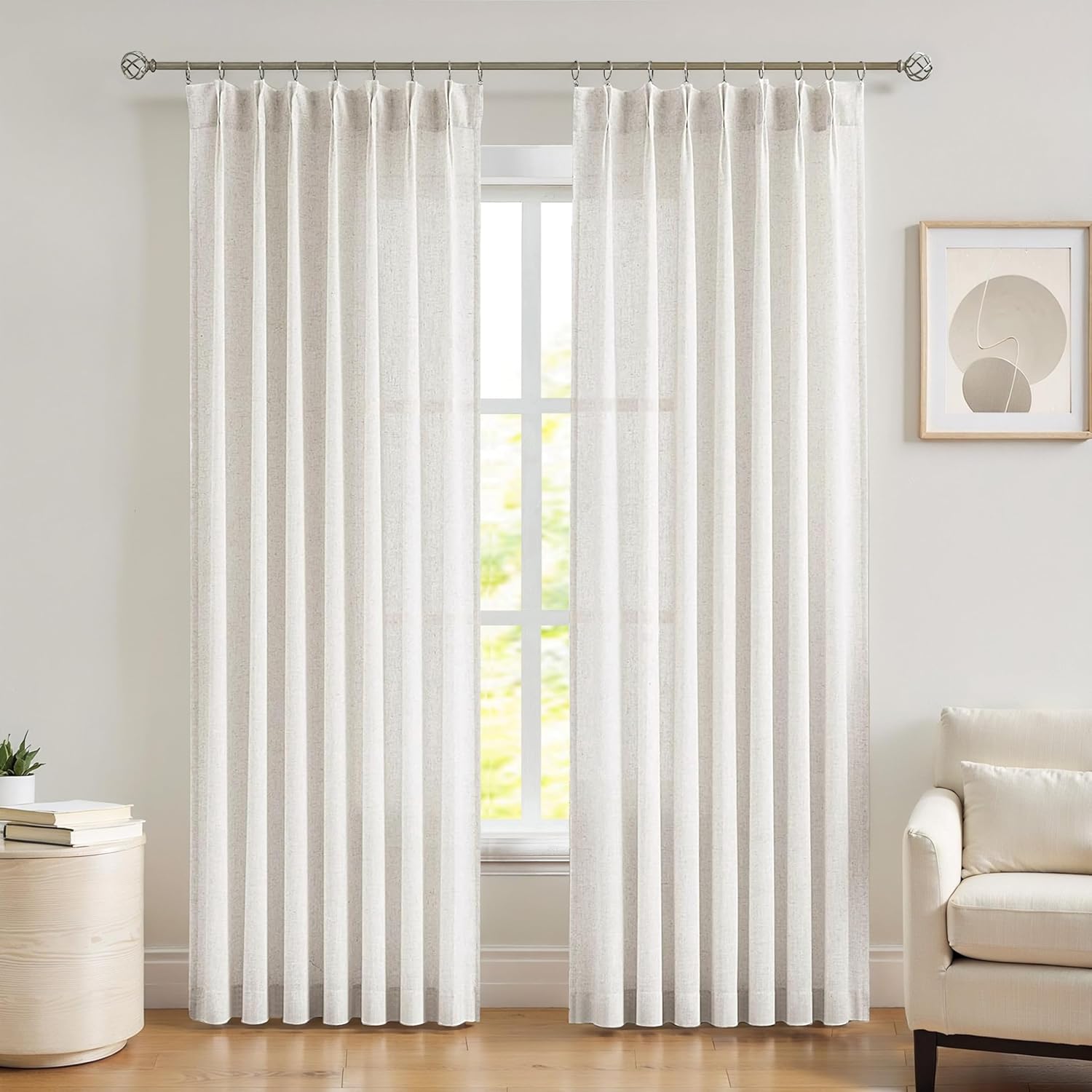 Central Park Linen Blend Sheer Curtain Panels 40x95