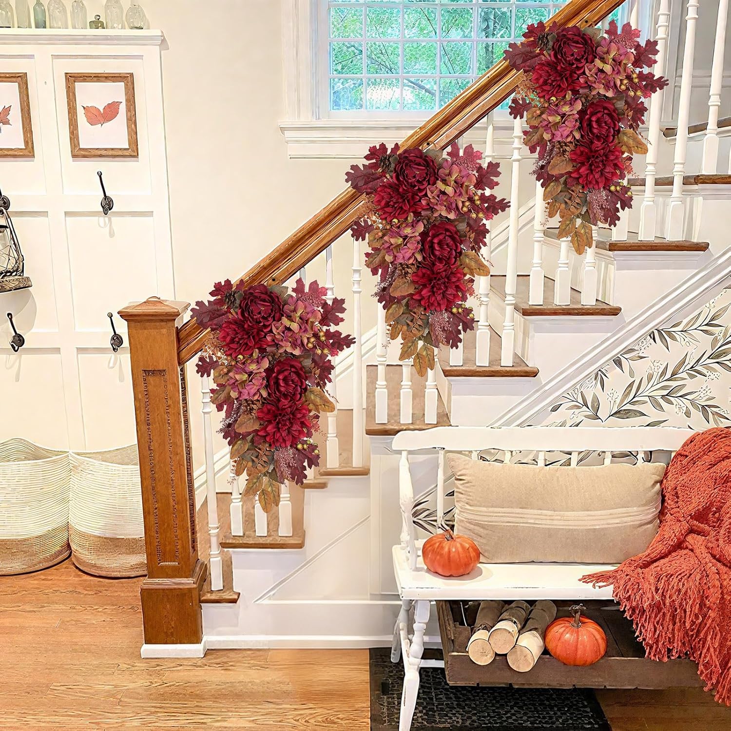 Hollyone 24 Inch Red Fall Wreath Decor