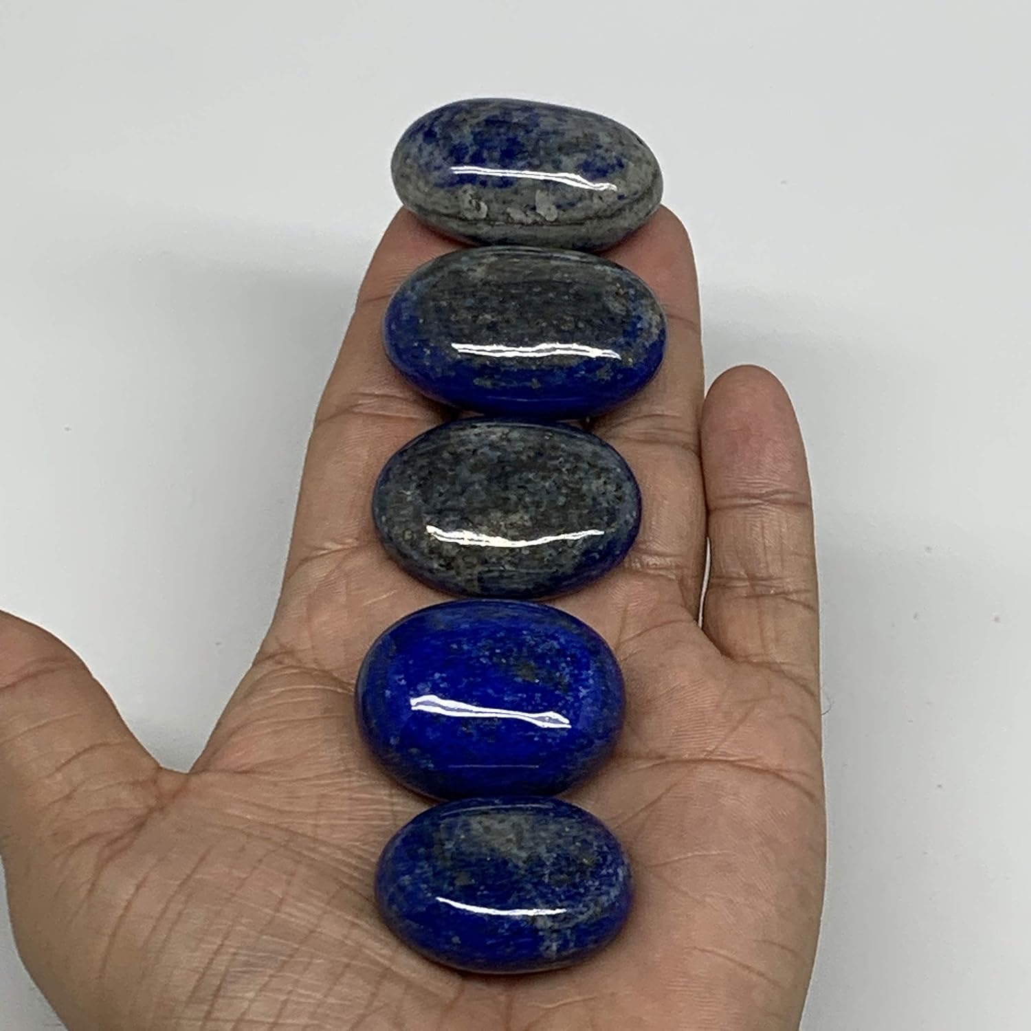 5pcs Natural Blue Lapis Lazuli Palm Stones from Afghanistan