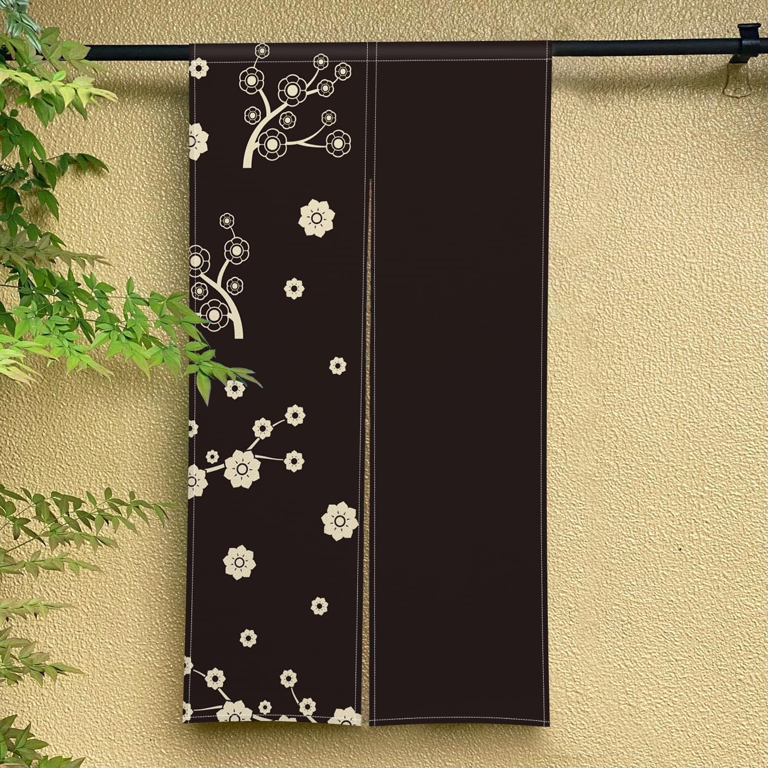 Long Japanese Noren Door Curtain with Cartoon Flower Tree Print