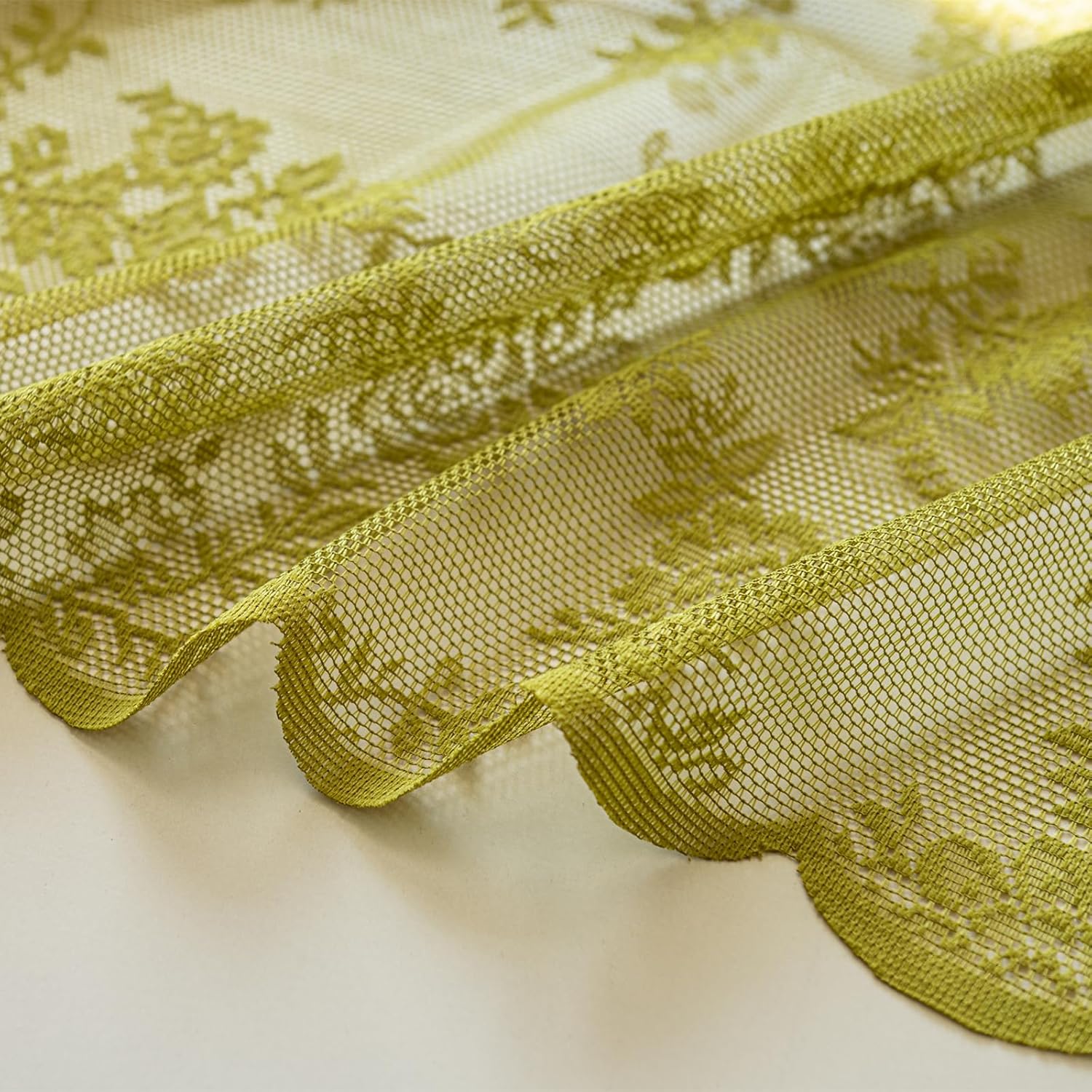 Deeprove Sage Green Sheer Lace Curtains 2 Panels Set 96 Inches Long