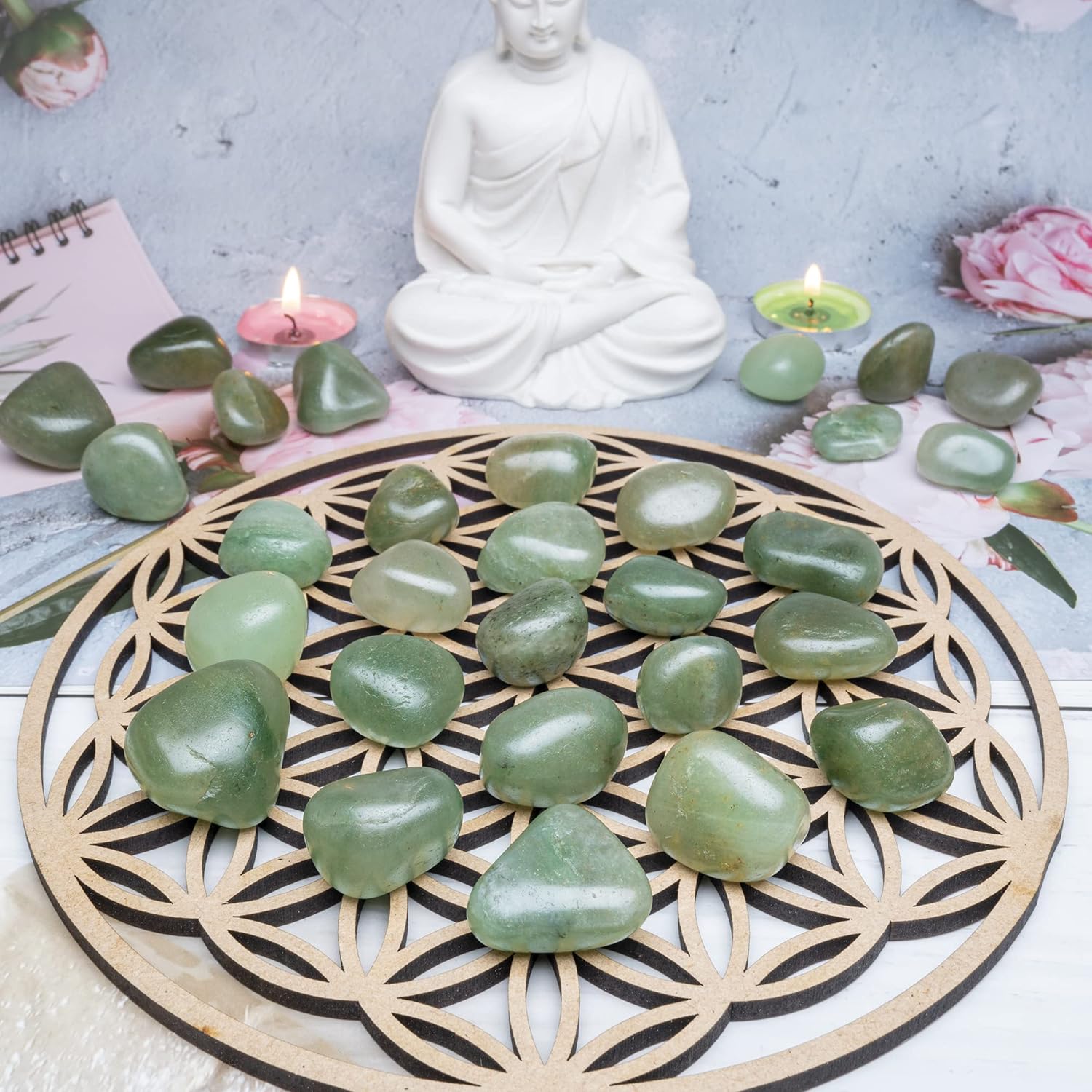 Crocon Green Jade Tumbled Stones 1LB Natural Crystal Kit