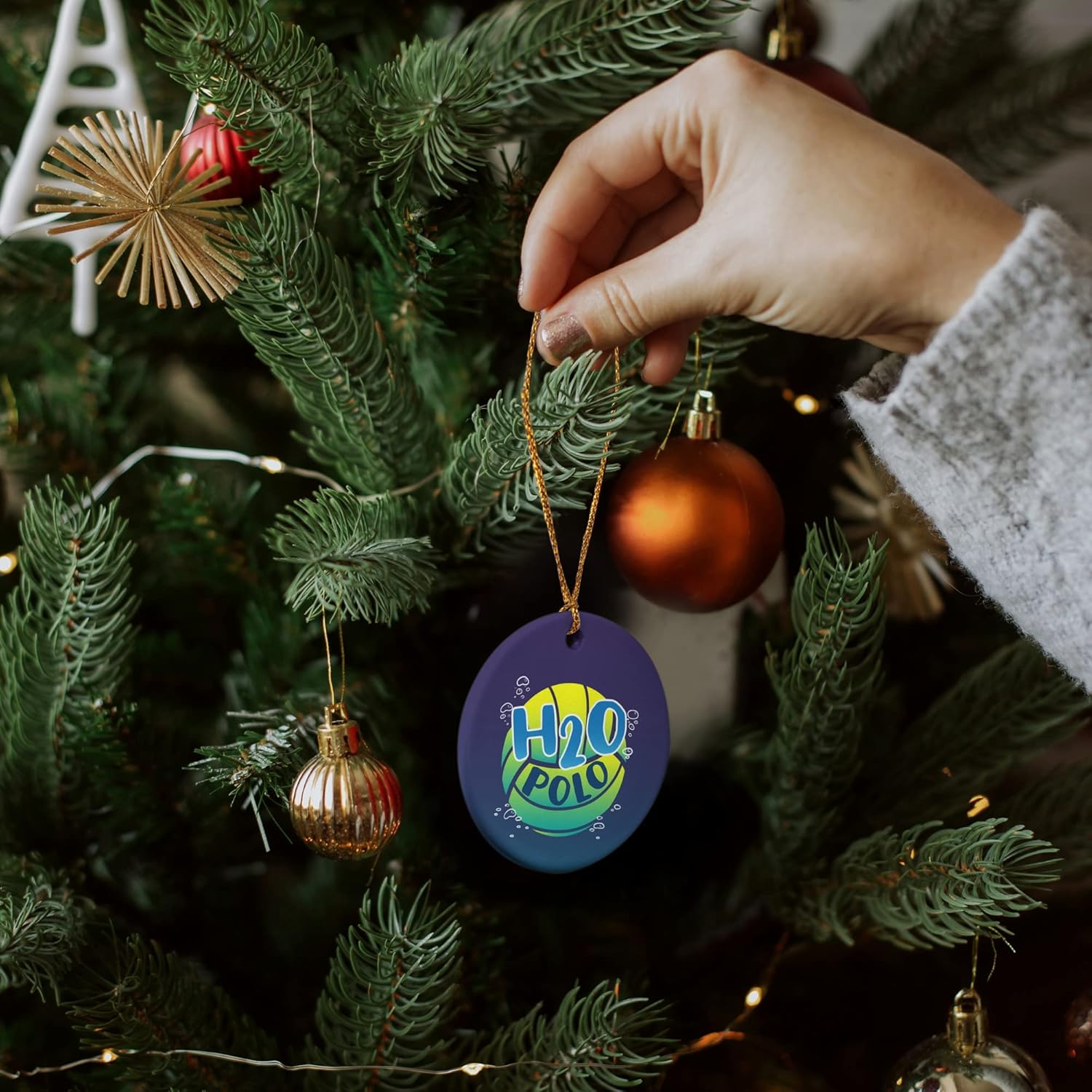 GRAPHICS AND MORE Water Polo Ball Porcelain Christmas Ornament 28 Inches
