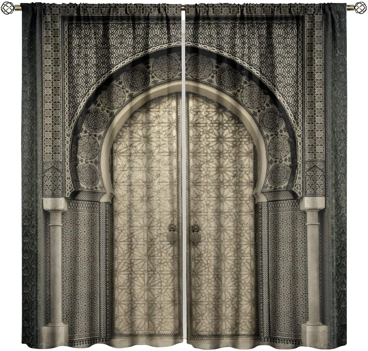 Moroccan Pattern Window Curtains 2 Panel Set