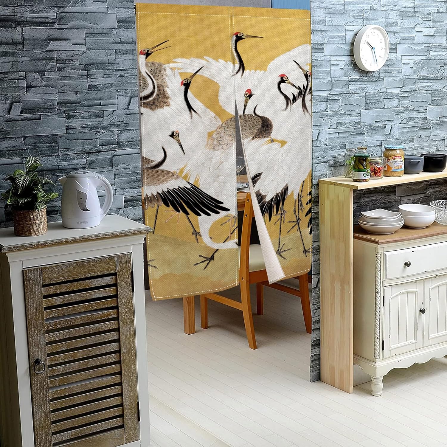 Japanese Style Cranes Printed Door Curtain Panel 34x60