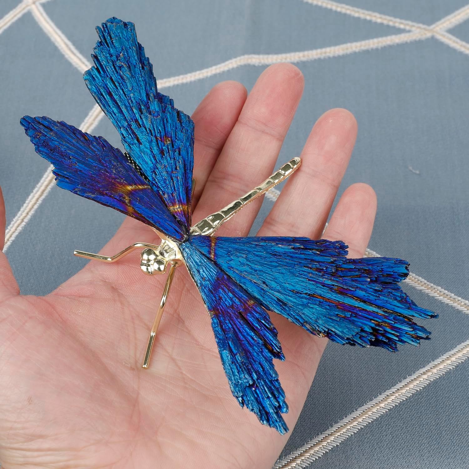 Aura Kyanite Dragonfly Crystal Decor with Stand
