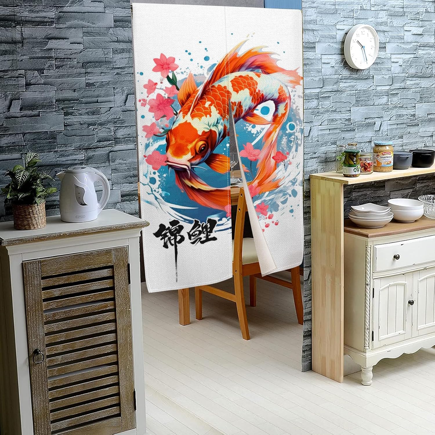 Japanese Noren Door Curtain with Koi Fish Design 1