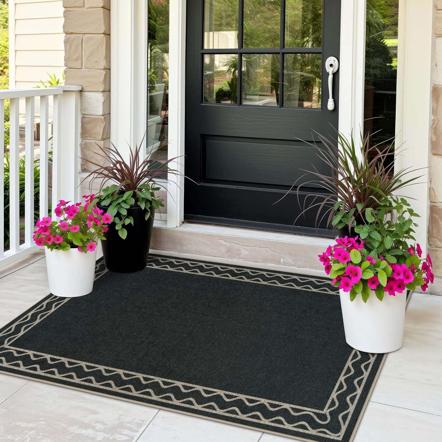 OJIA Easy Jute Front Door Mat 3x5 Black