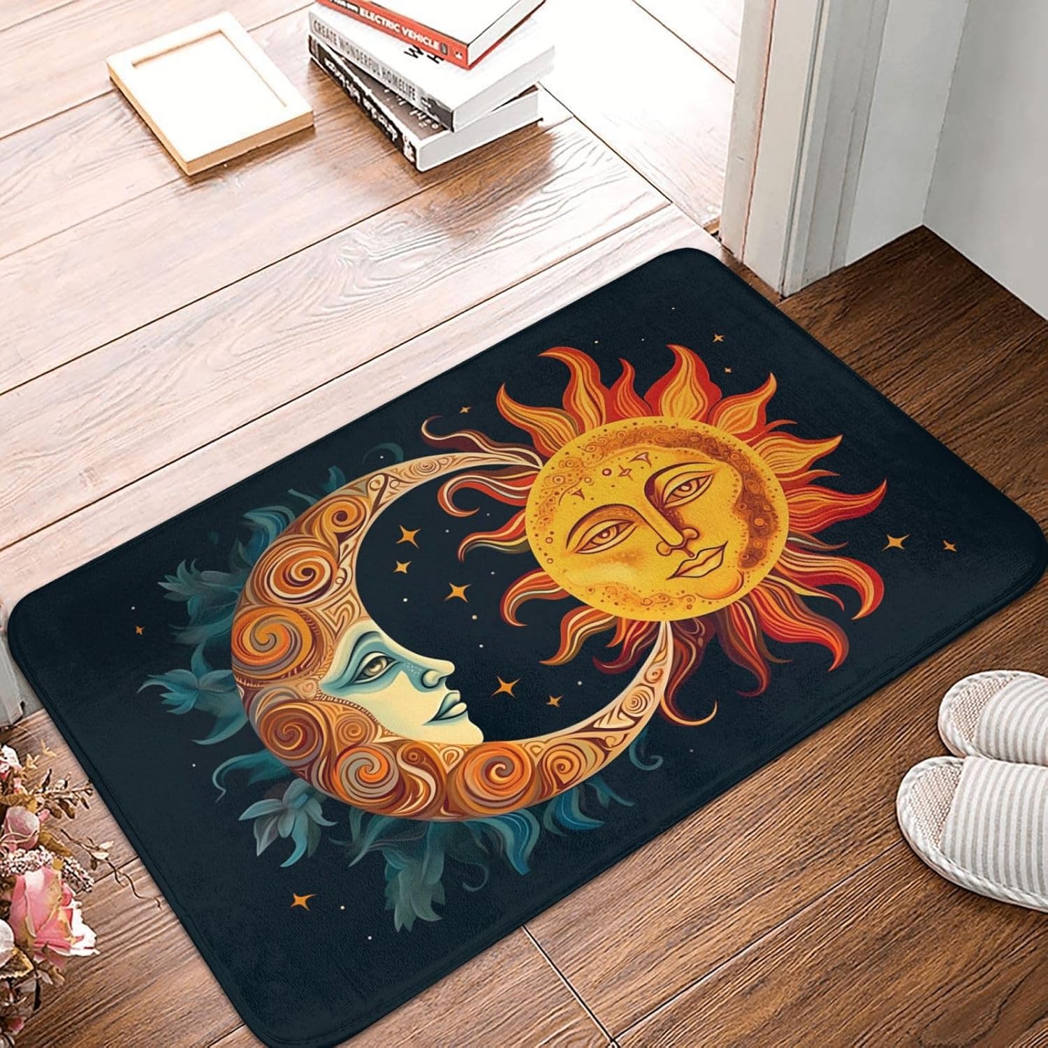 Stars and Sun Moon Welcome Door Mat 16x24in