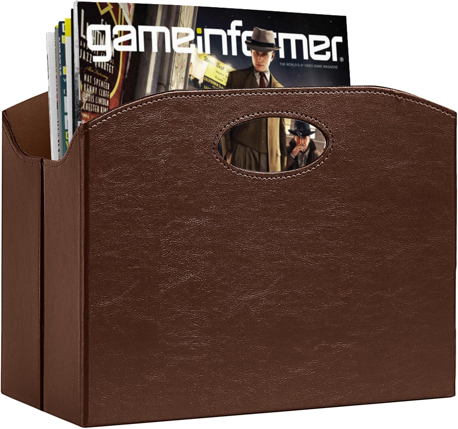 Foldable Magazine Rack Organizer for Home Desktop Storage brown