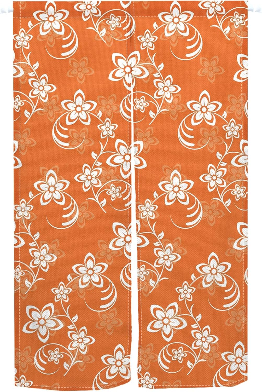 Long Japanese Noren Door Curtain with Bloomy Flower Design