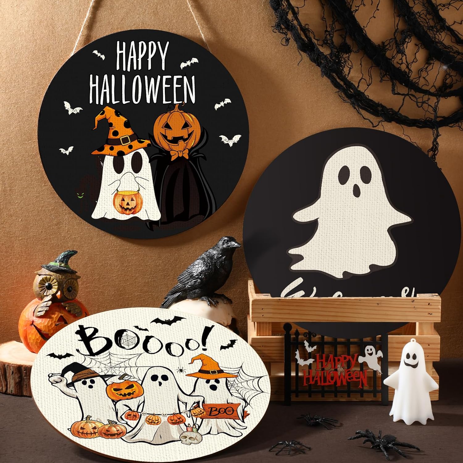 3 Pcs Halloween Wreath Front Door Decorations