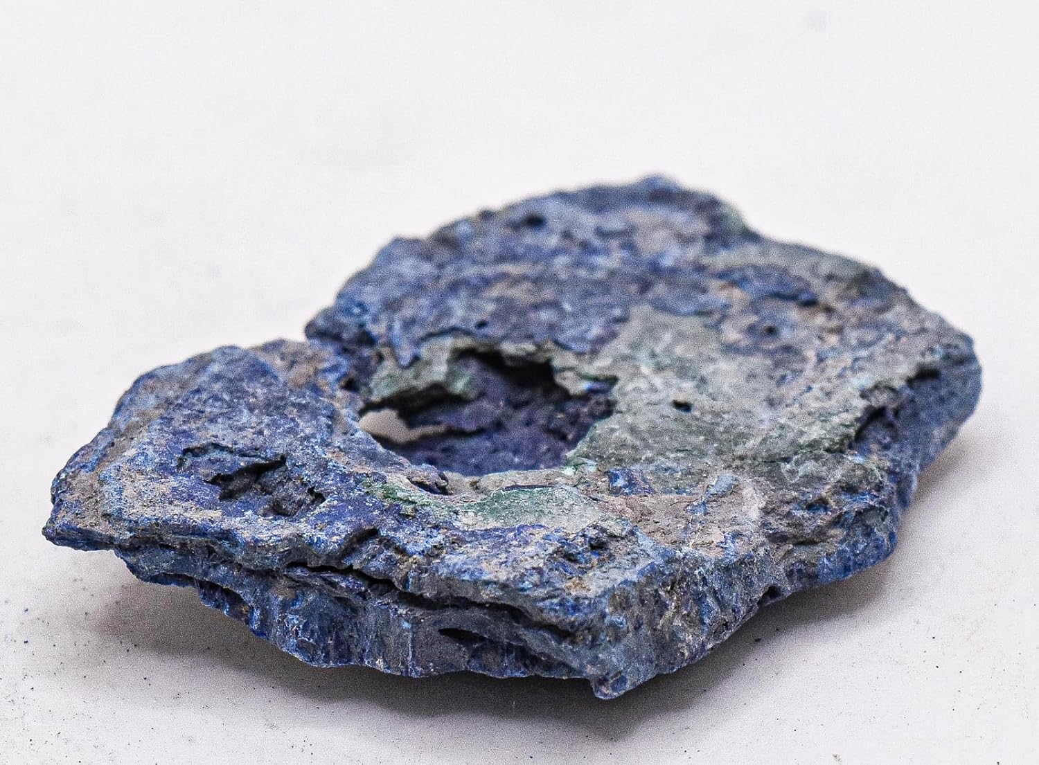 60ct 38mm Blue Azurite with Malachite Inclusions Rough Slice Natural Gemstone