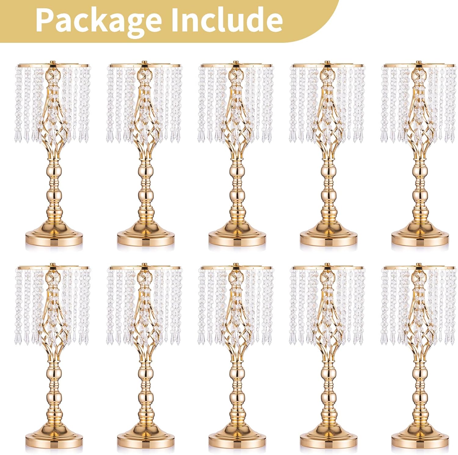 10 Pcs 193 Inches Tall Crystal Flower Stand Wedding Centerpiece