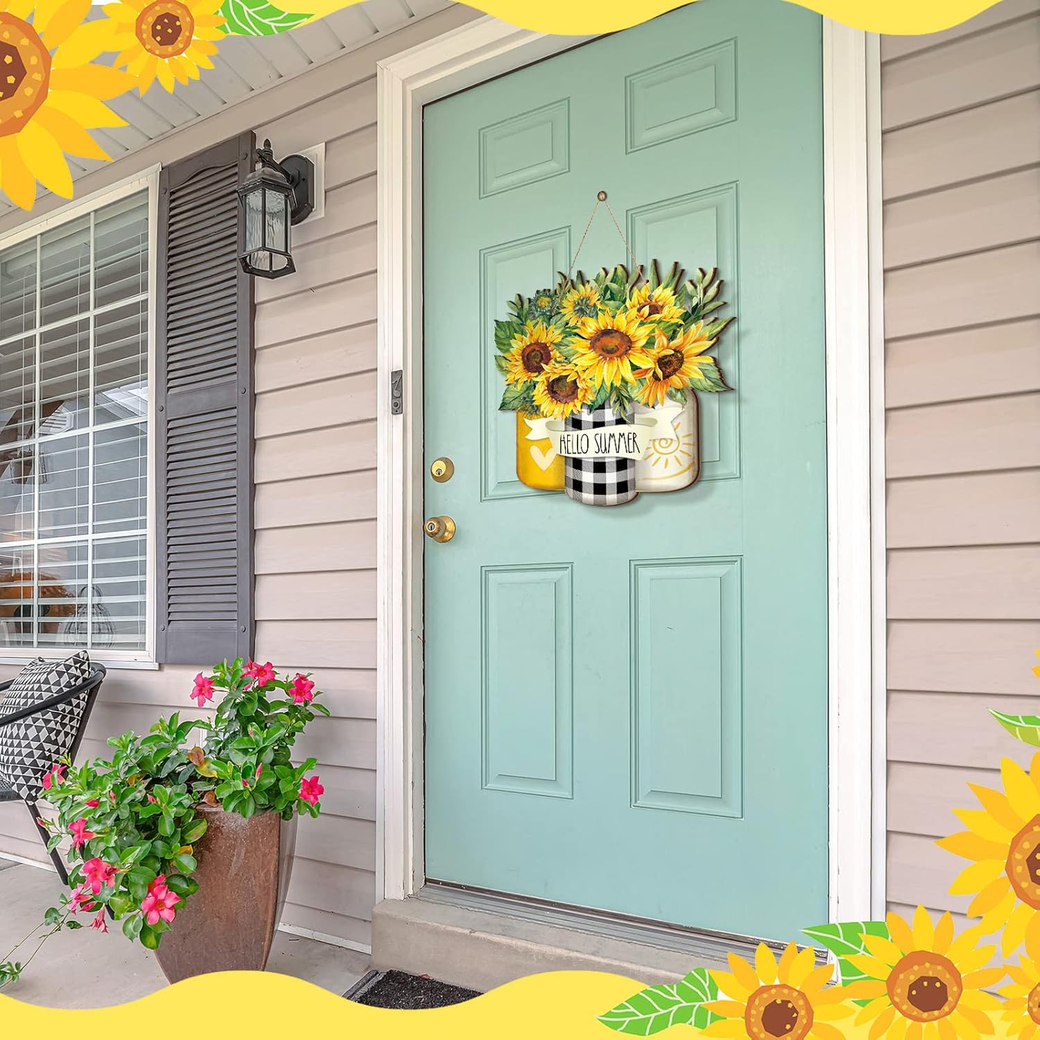 Karenhi Sunflower Welcome Summer Decor Sign