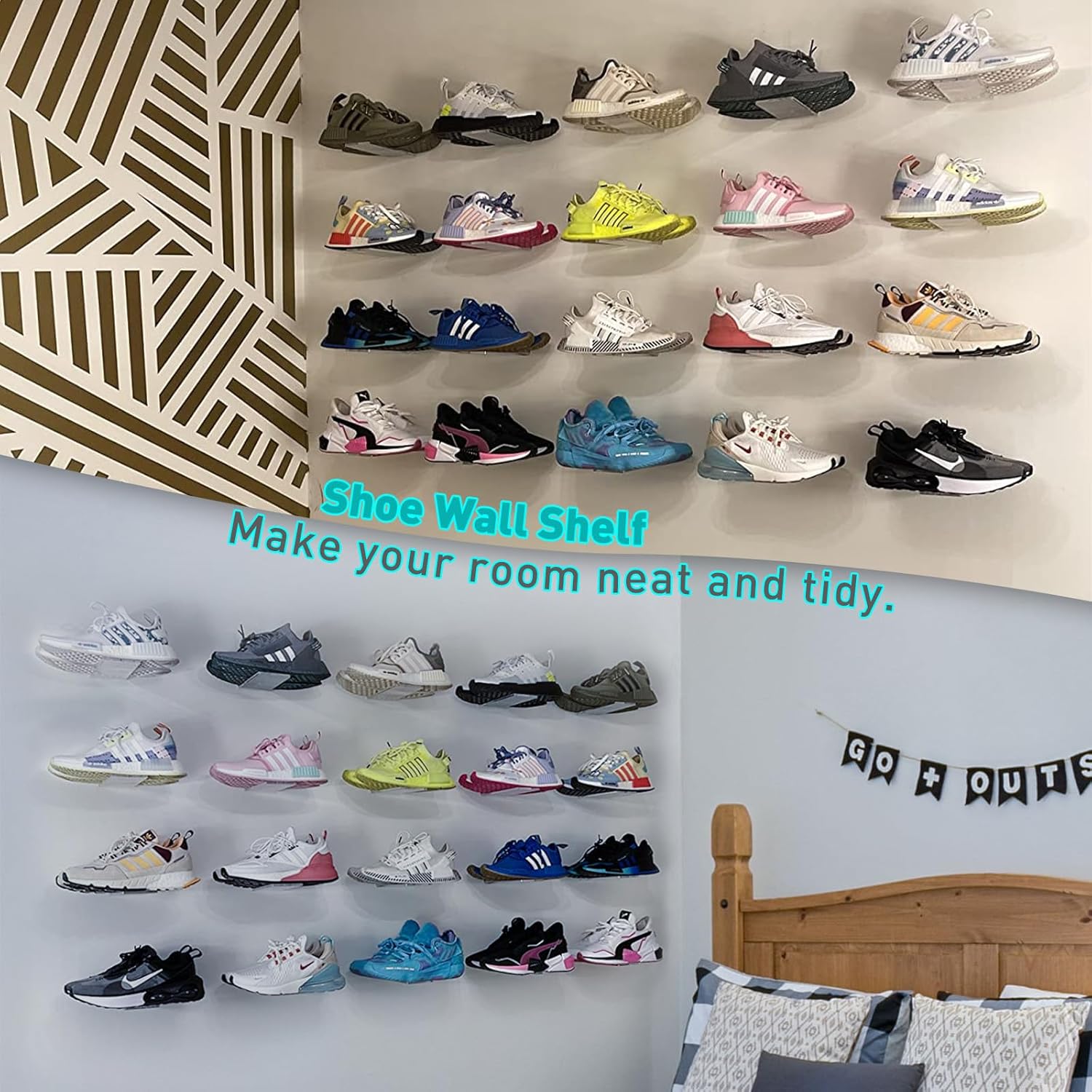 SIPRDE Floating Shoe Display Shelves Set of 6 Wall Mount Clear Acrylic