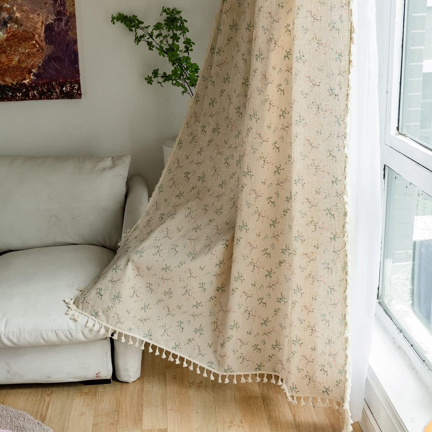 Floral Boho Curtains 59 x 87 Cotton Blend Panel