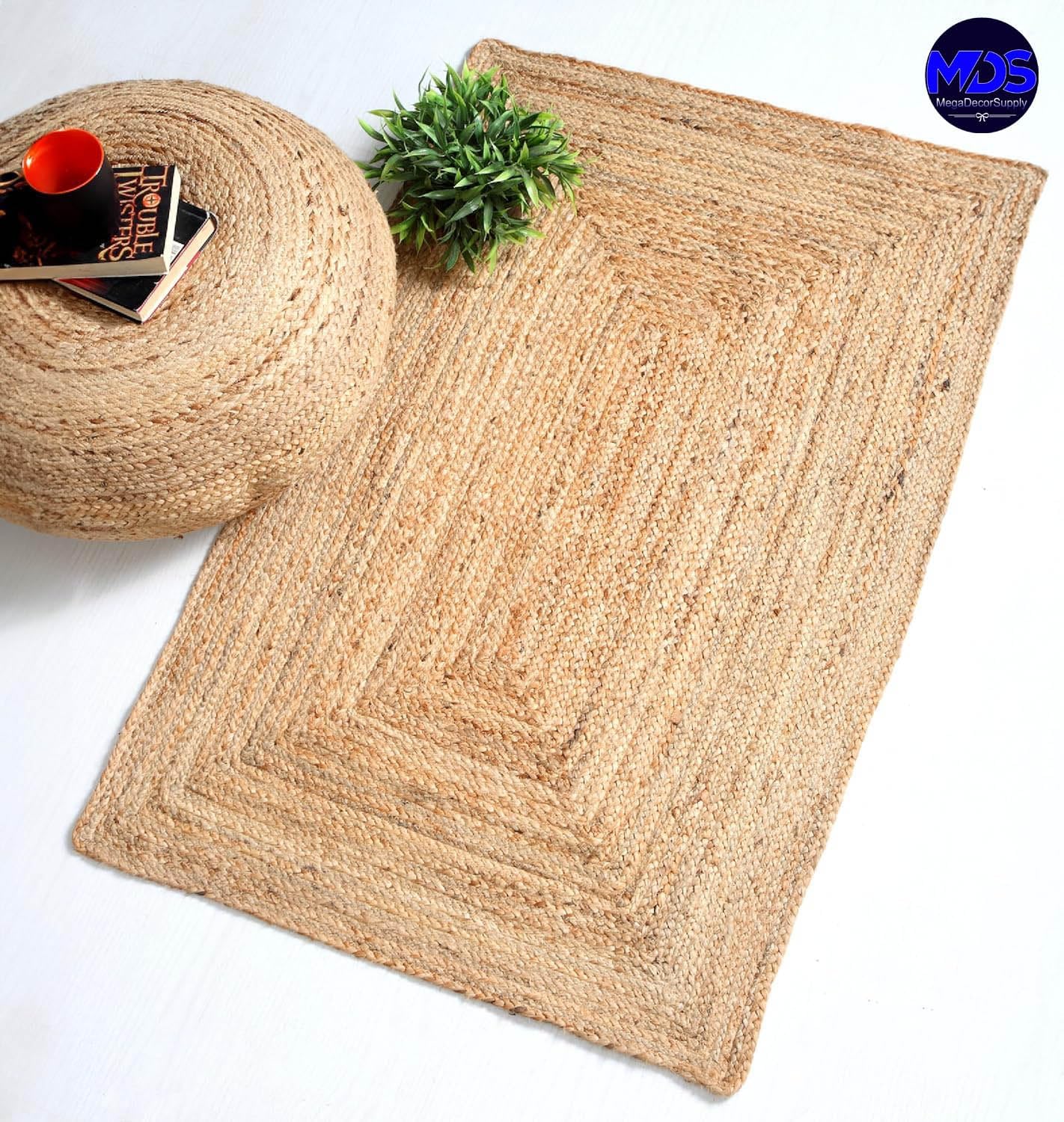 MDS Handwoven Braided Jute Area Rug 3x5 Feet