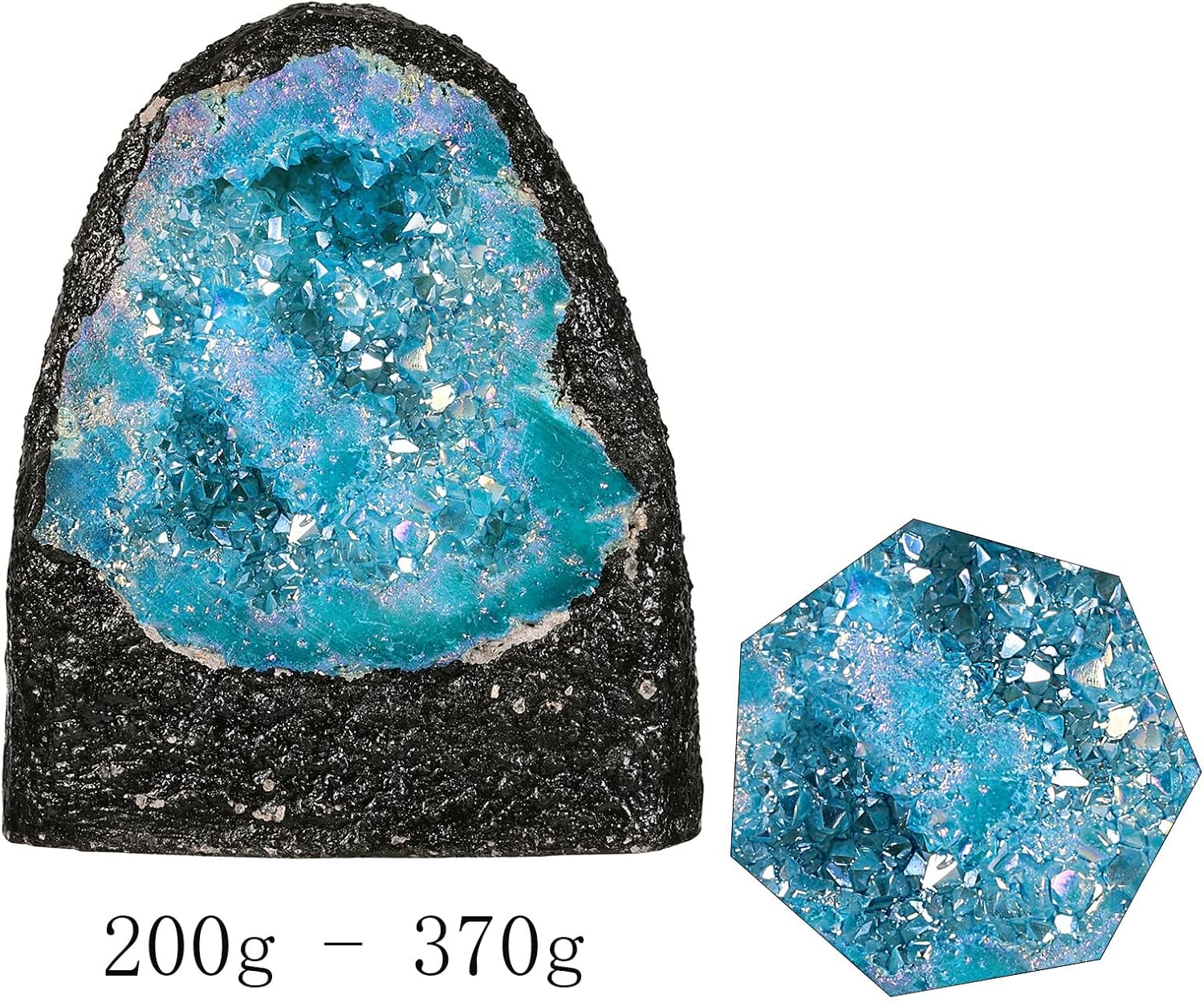 Tumbeelluwa Irregular Titanium Crystal Geode Stone Decor Blue Large