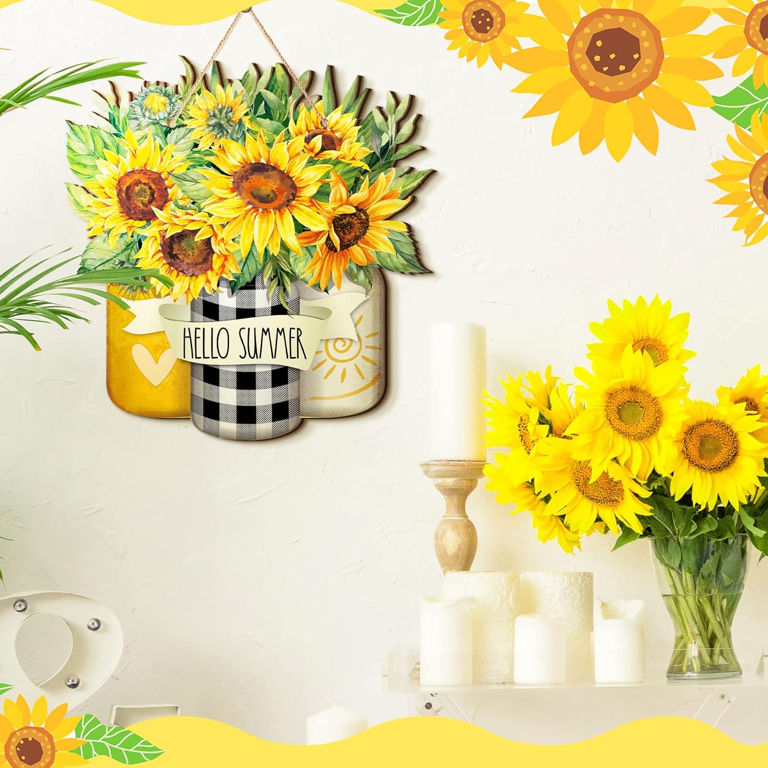 Karenhi Sunflower Welcome Summer Decor Sign
