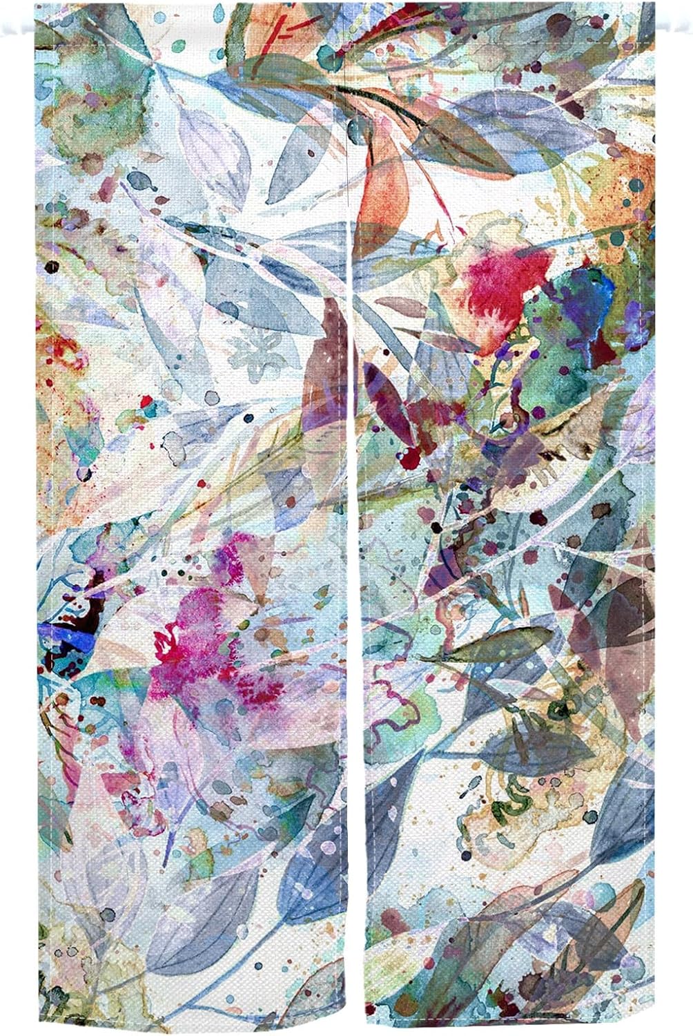 Japanese Style Abstract Flower Printed Door Curtain 335x59 Inch