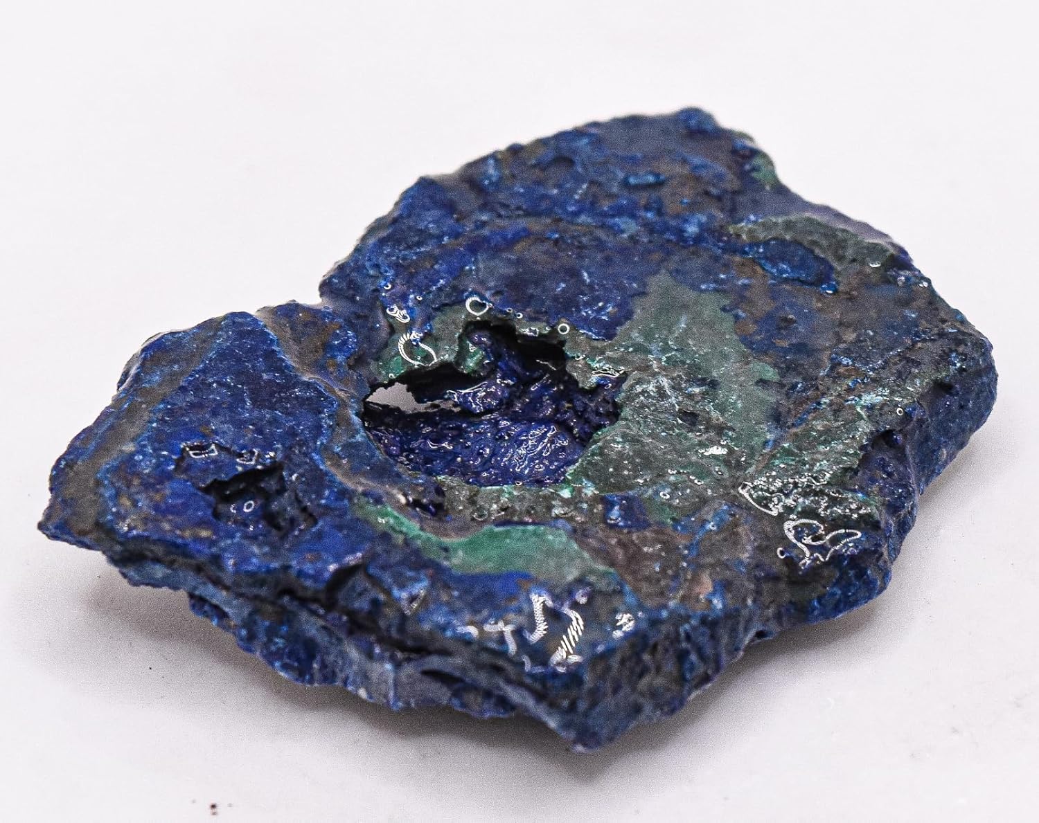 60ct 38mm Blue Azurite with Malachite Inclusions Rough Slice Natural Gemstone