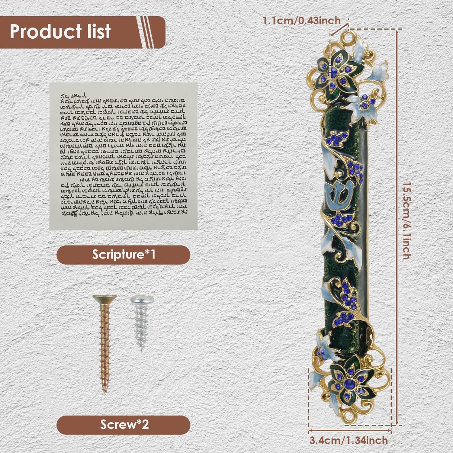 Hand Painted Mezuzah Zinc Alloy Enamel Decorative Mezuzah