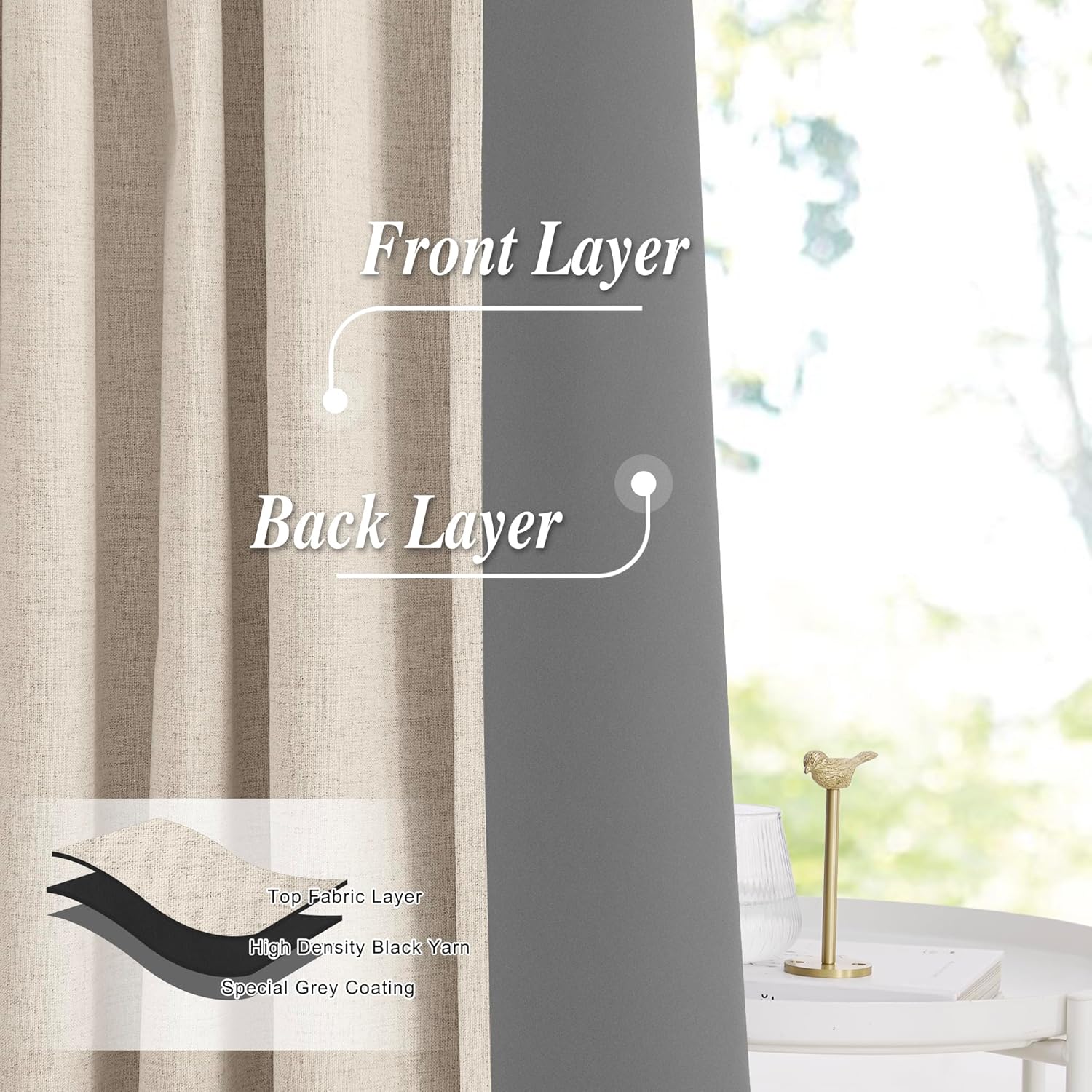 StangH Pinch Pleat Linen Curtains 1 Panel Blackout