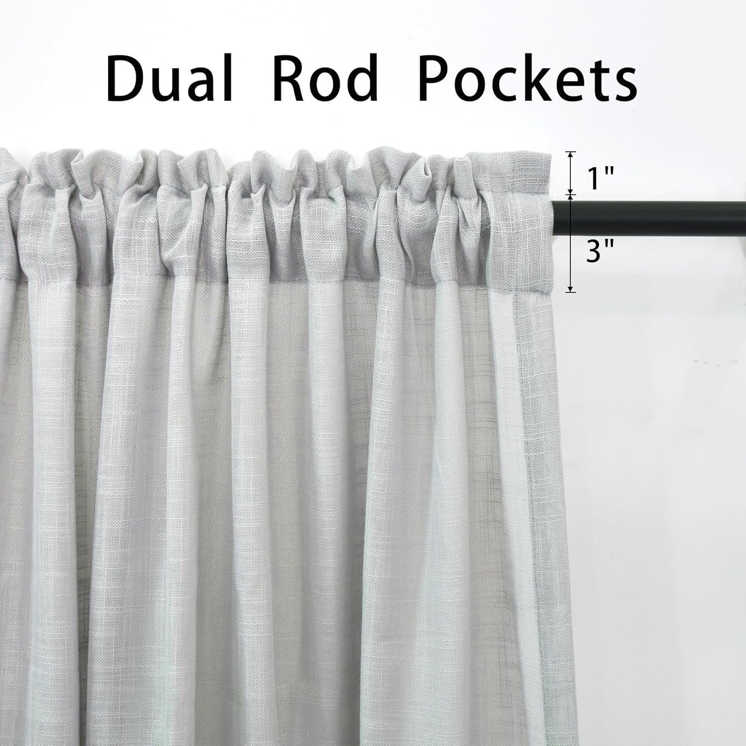 UPOPO Grey Sheer Curtains 52x92 2 Panels Rod Pocket