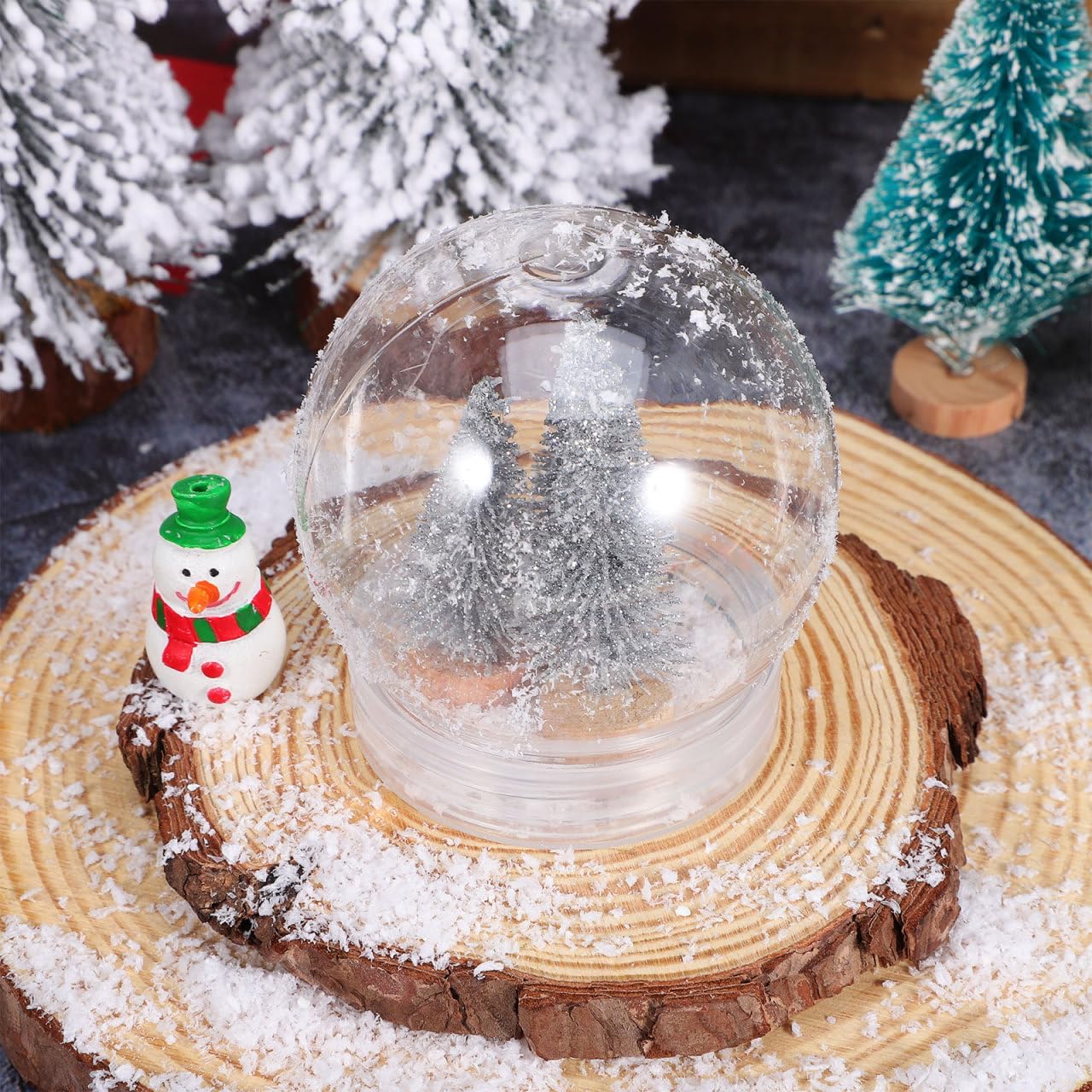 BESTOYARD 10Pcs Clear Snow Globes with Screw Cap DIY Decorations