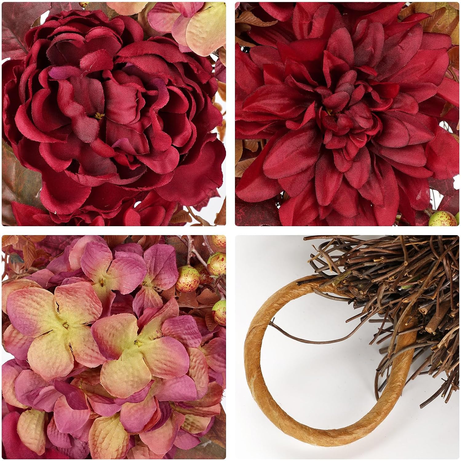 Hollyone 24 Inch Red Fall Wreath Decor
