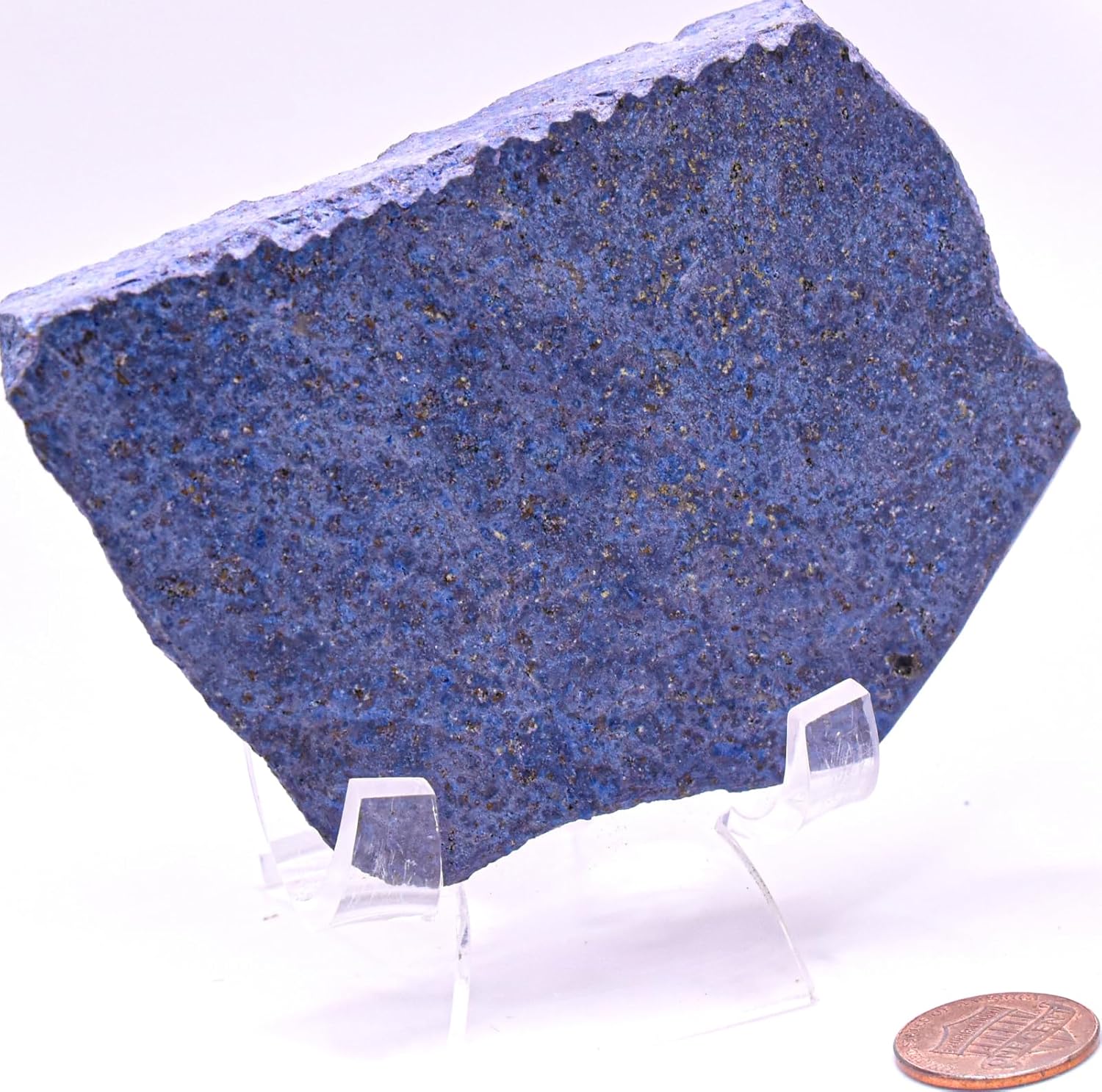 38 Inch Blue Dumortierite Carved Slab Natural Stone Decor