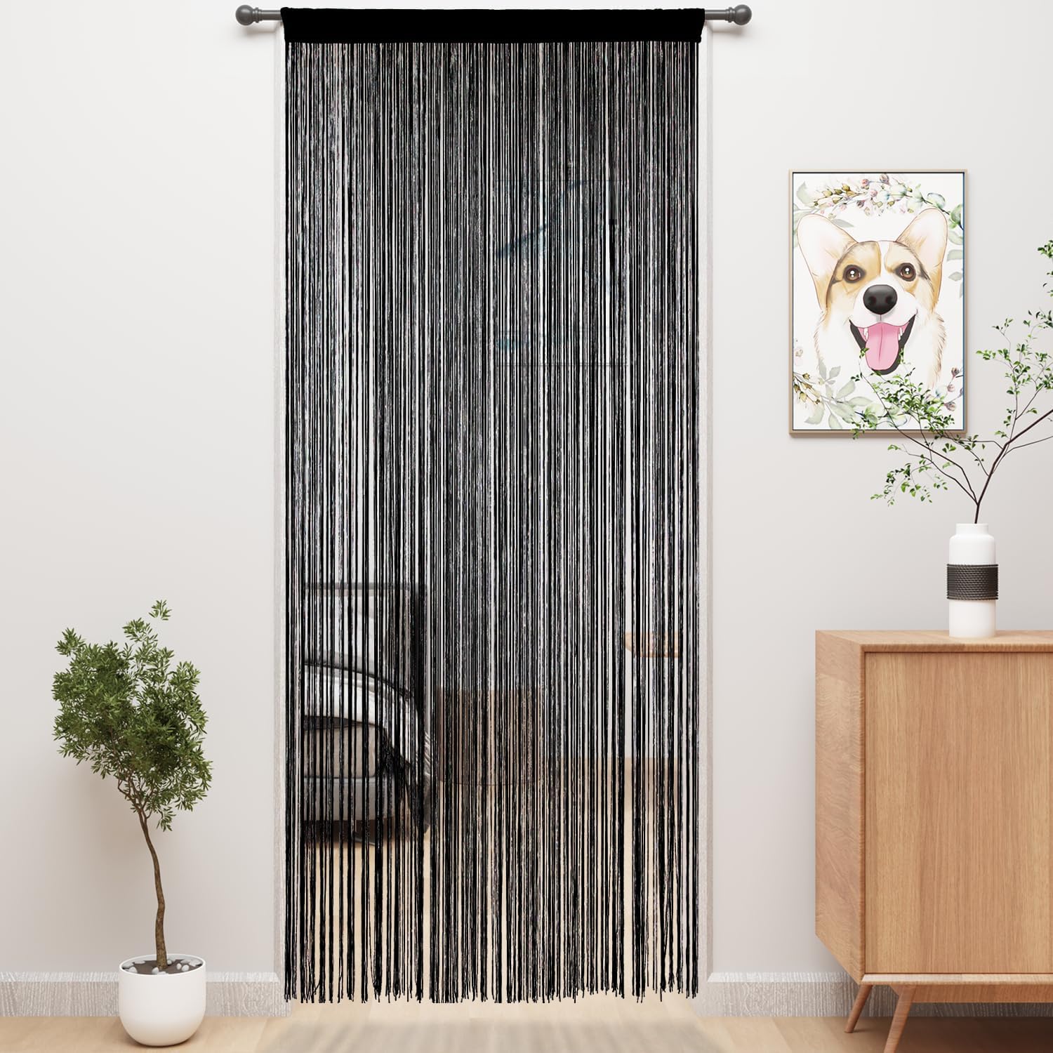 YIIBAII Door String Curtains Black 39x110