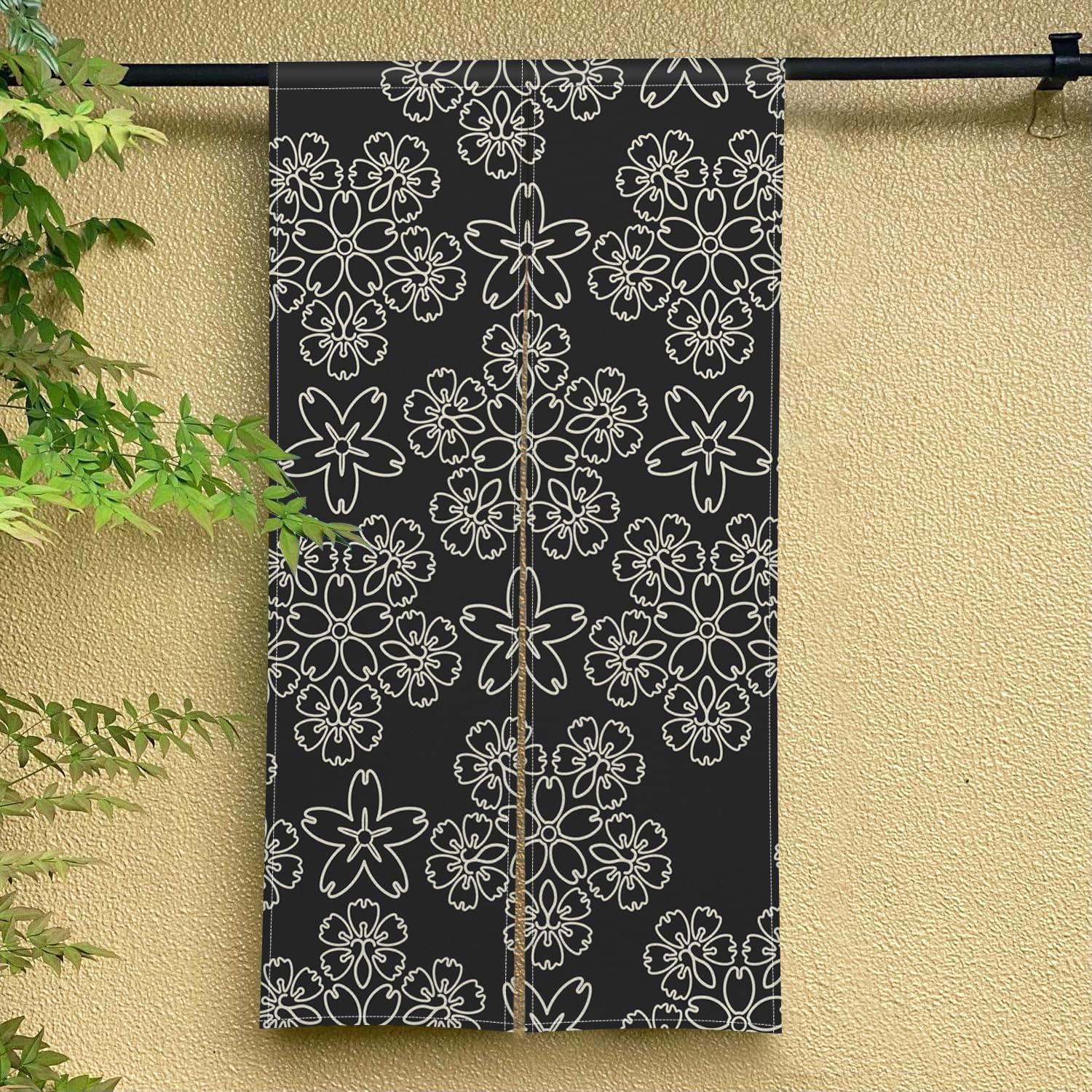 Japanese Noren Door Curtain with Petal Design 34x60 Inches