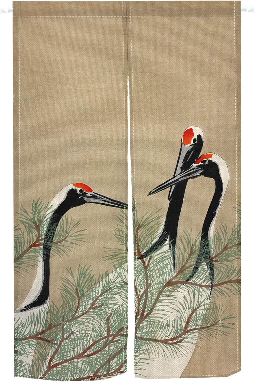 Japanese Style Crane Pine Print Door Curtain 34x60