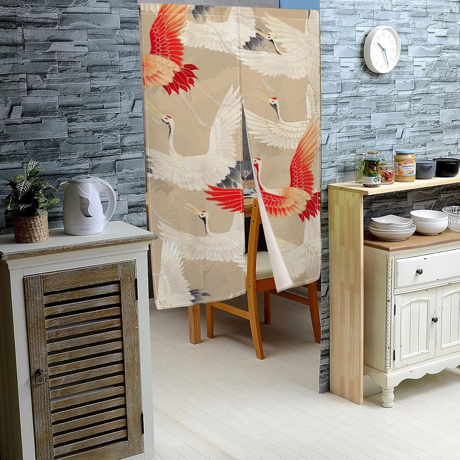 Japanese Style Cranes Flying Curtain 34x60 Inch