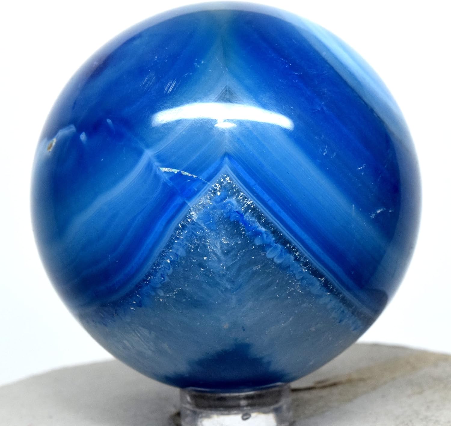 55mm Dyed White Blue Agate Sphere with Stand
