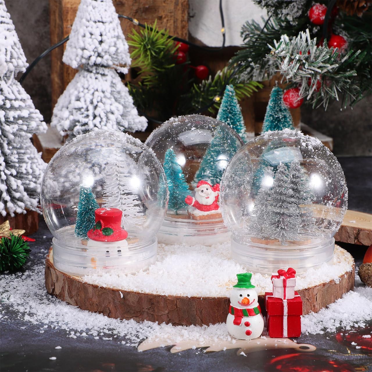 BESTOYARD 10Pcs Clear Snow Globes with Screw Cap DIY Decorations