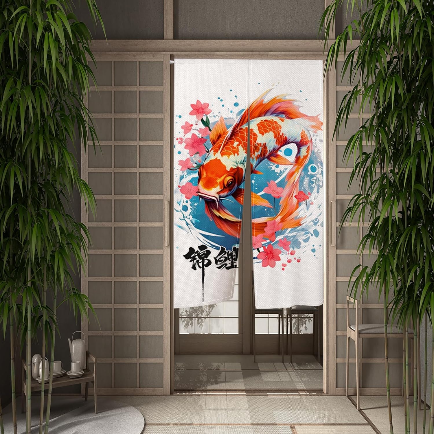 Japanese Noren Door Curtain with Koi Fish Design 1