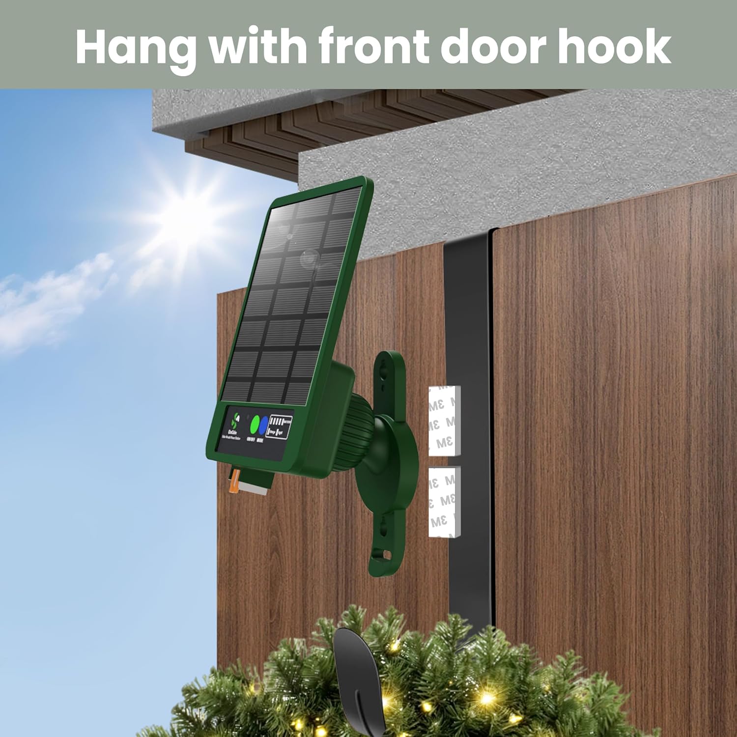 Solar Wreath Hangers for Front Door with 60 LED Lights