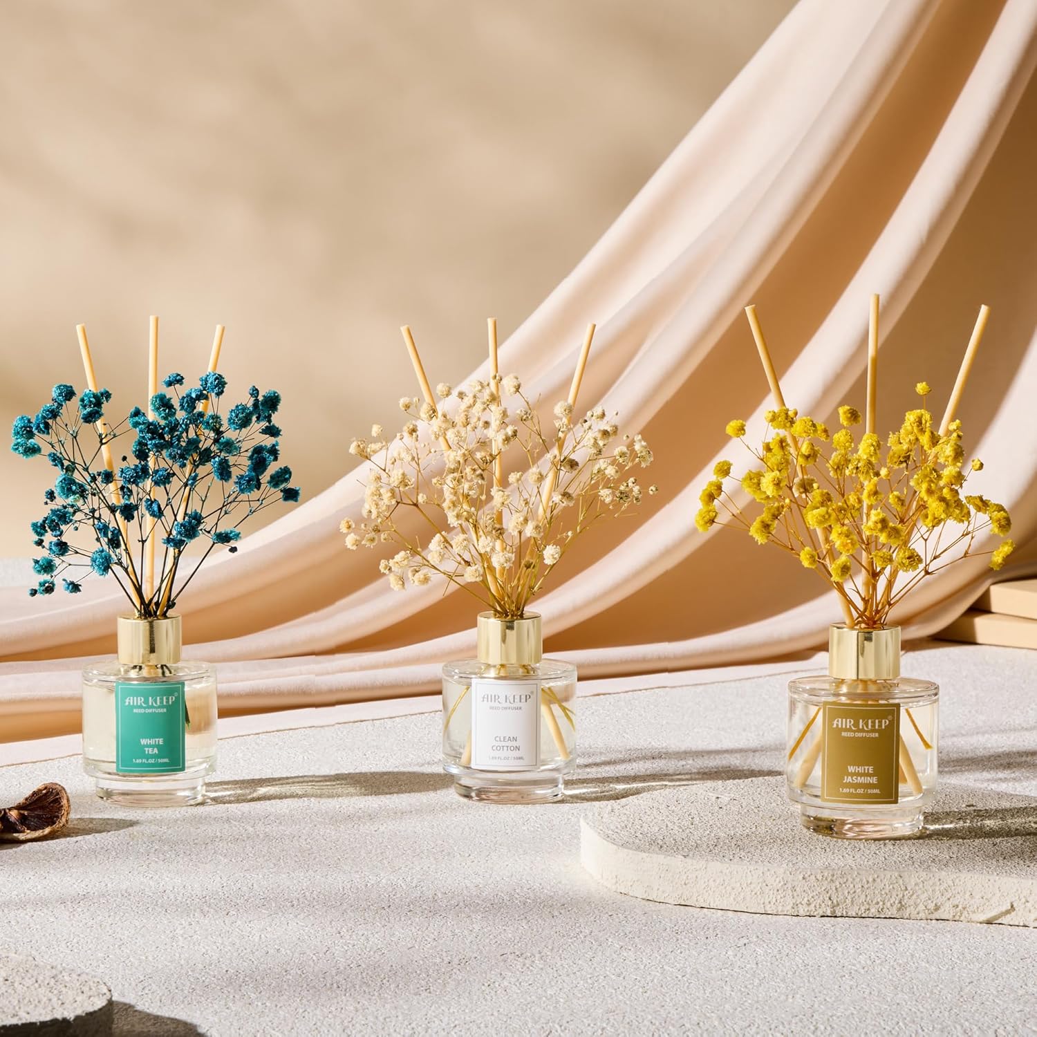Airkeep Reed Diffuser Set of 3 for Home Aromatherapy