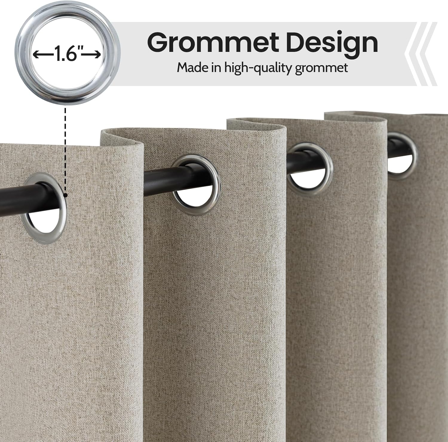 COSVIYA 100 Blackout Linen Curtains 2 Panels Set 90 Inch Length