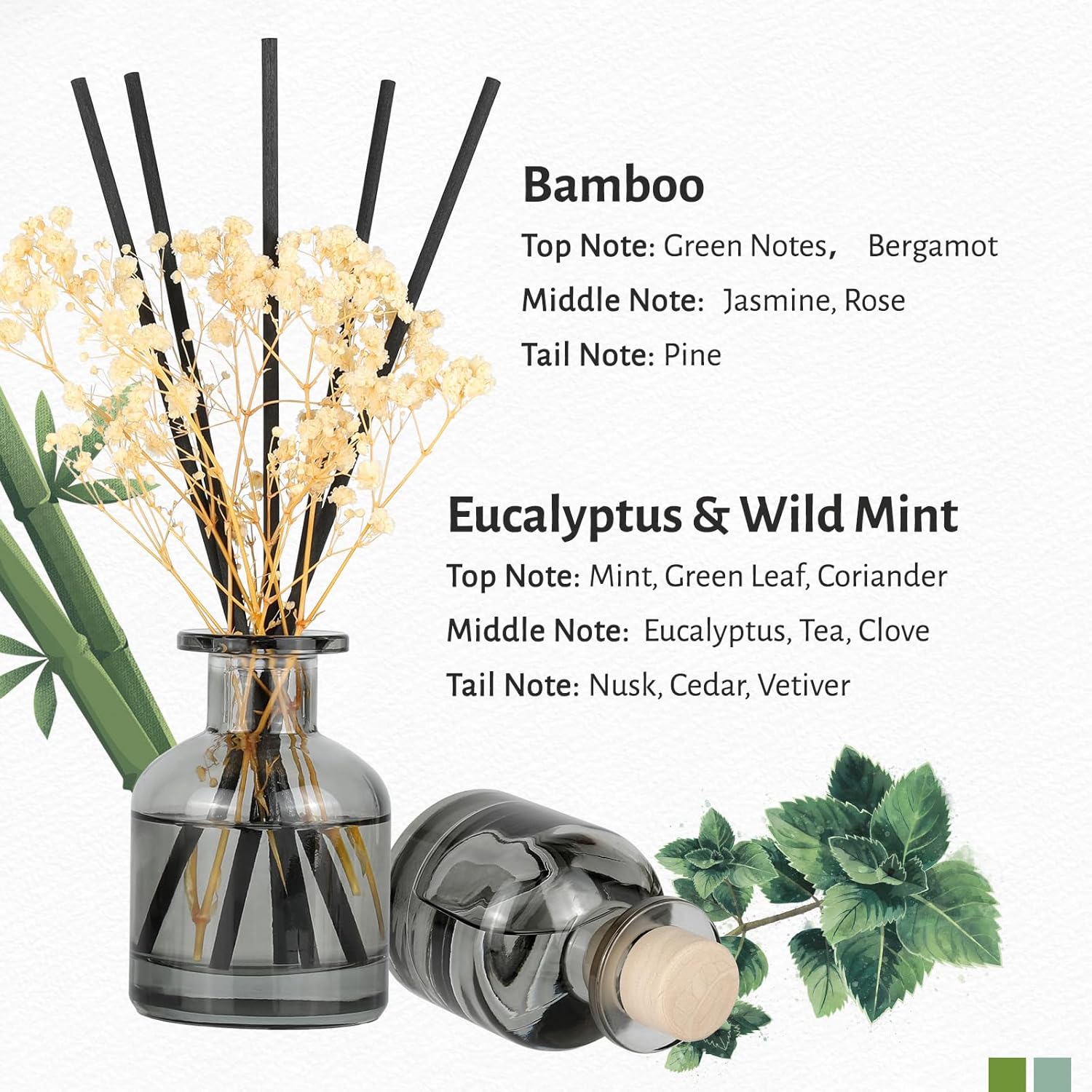 Brakula 2 Pack Reed Diffuser with 12 Sticks