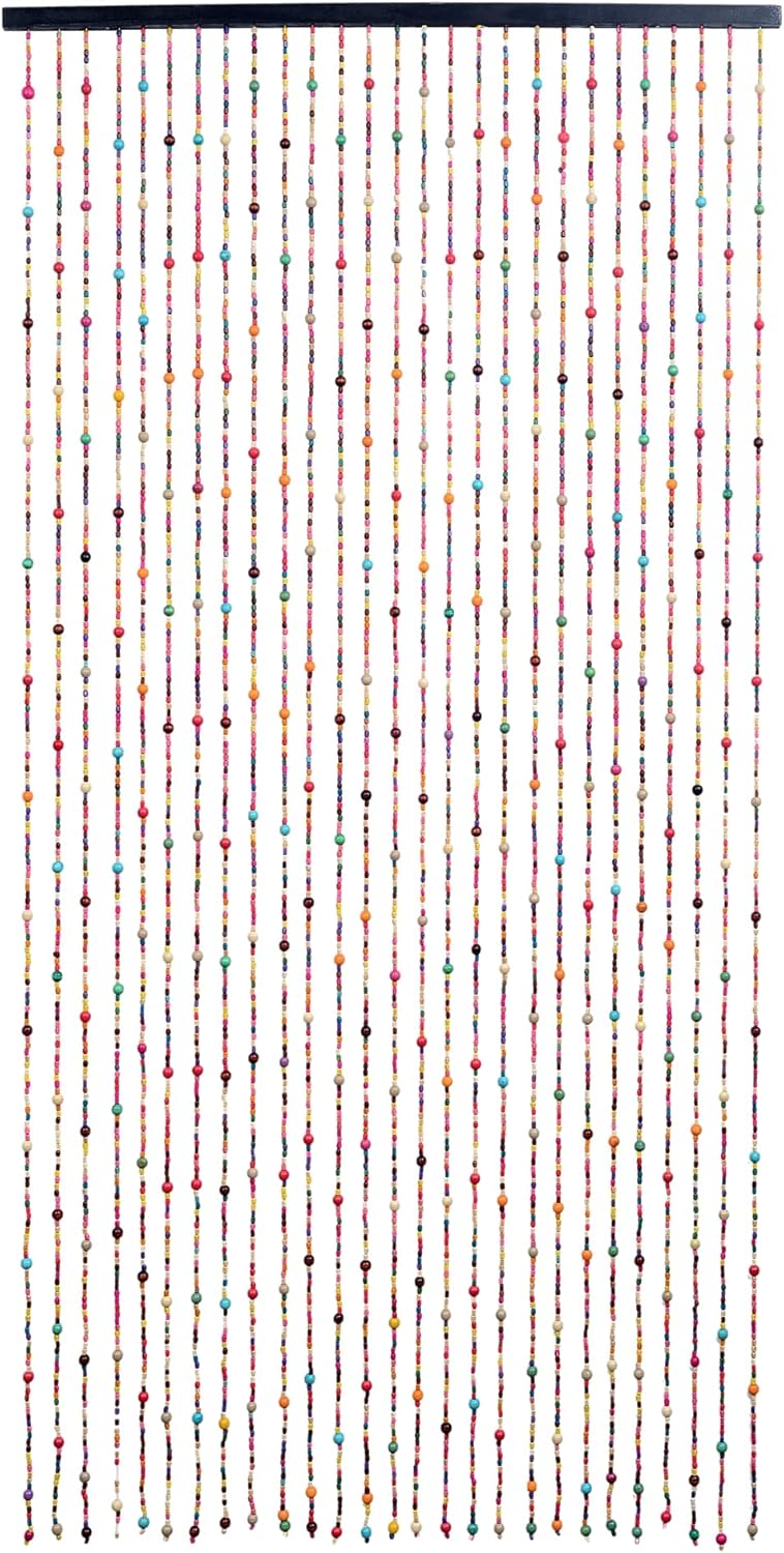 FlavorThings 3FT X 6FT Bamboo Beaded Curtain with 27 Stands