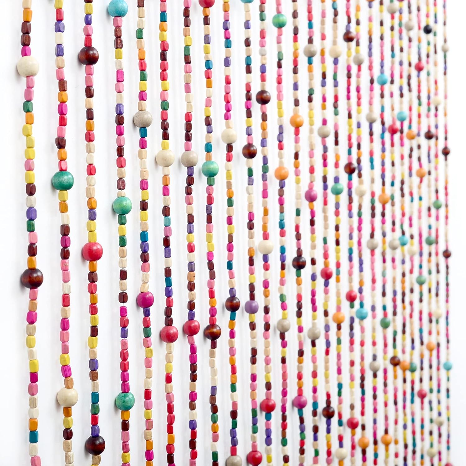 FlavorThings 3FT X 6FT Bamboo Beaded Curtain with 27 Stands
