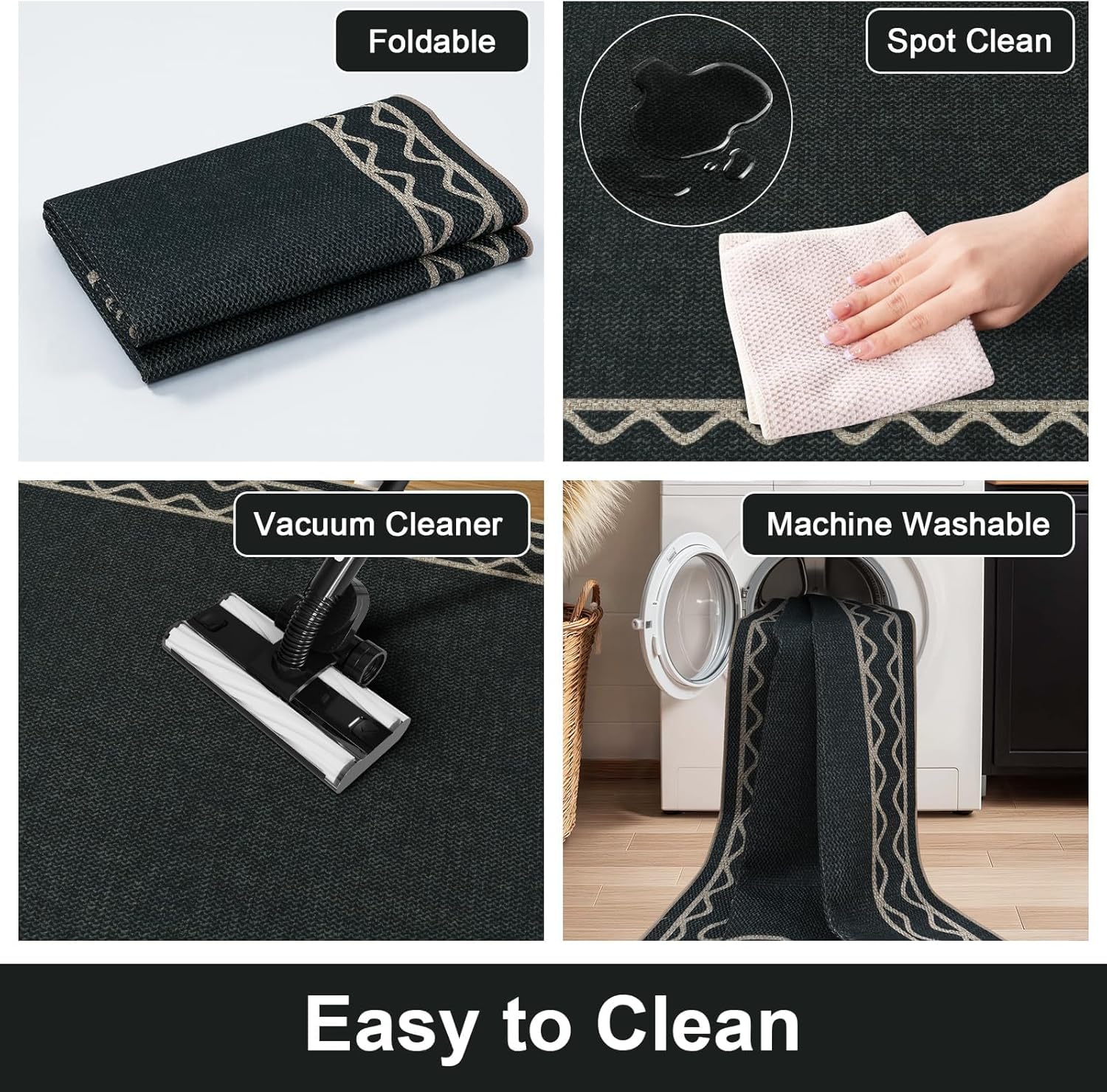 OJIA Easy Jute Front Door Mat 3x5 Black