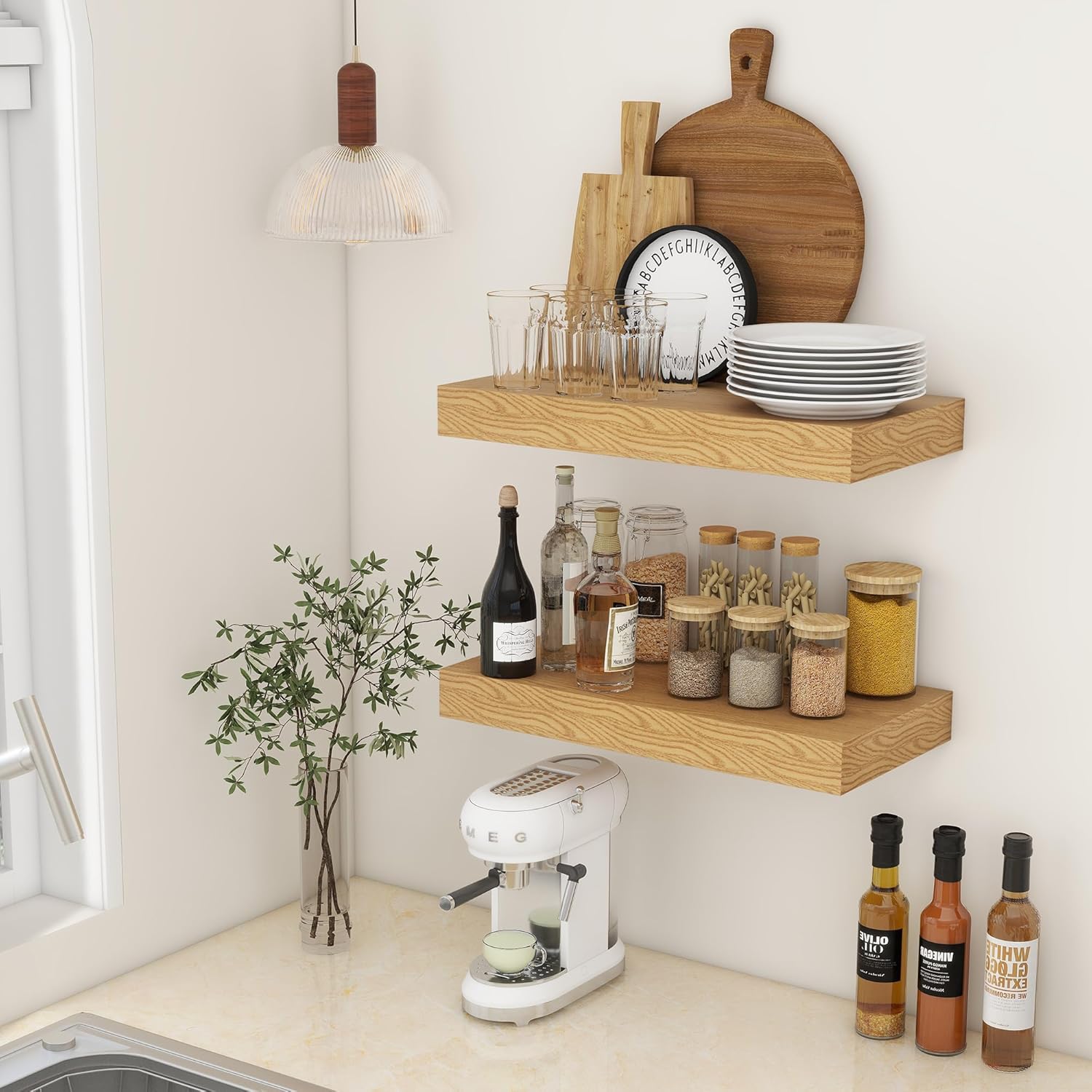 24 Inch Deep Rustic Floating Shelves Set of 2