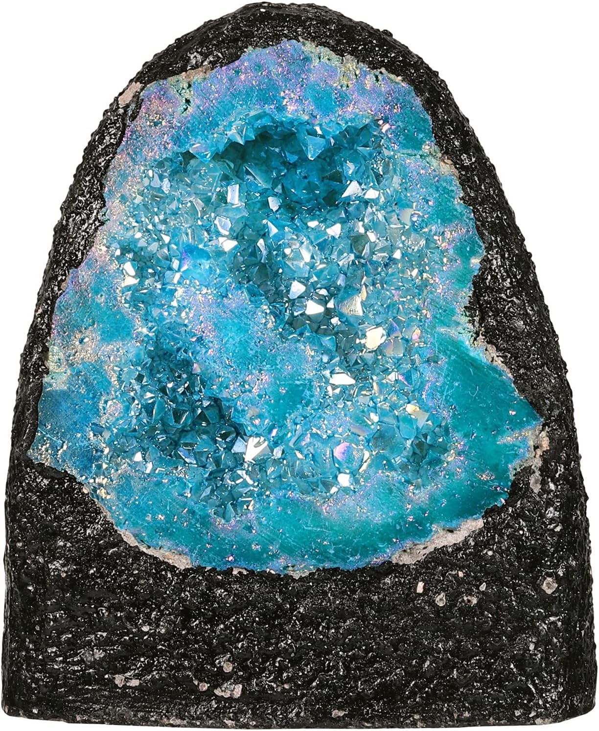 Tumbeelluwa Irregular Titanium Crystal Geode Stone Decor Blue Large