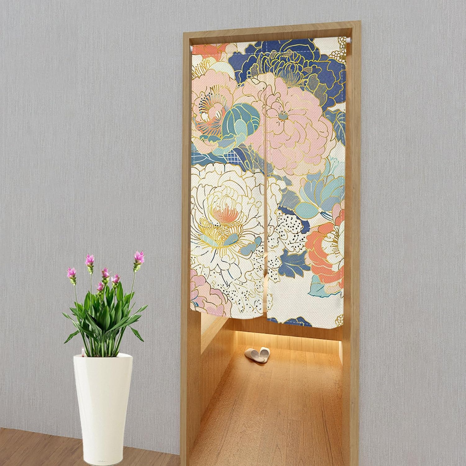 Japanese Noren Door Curtain Boho Style Floral Print Panel 335x559